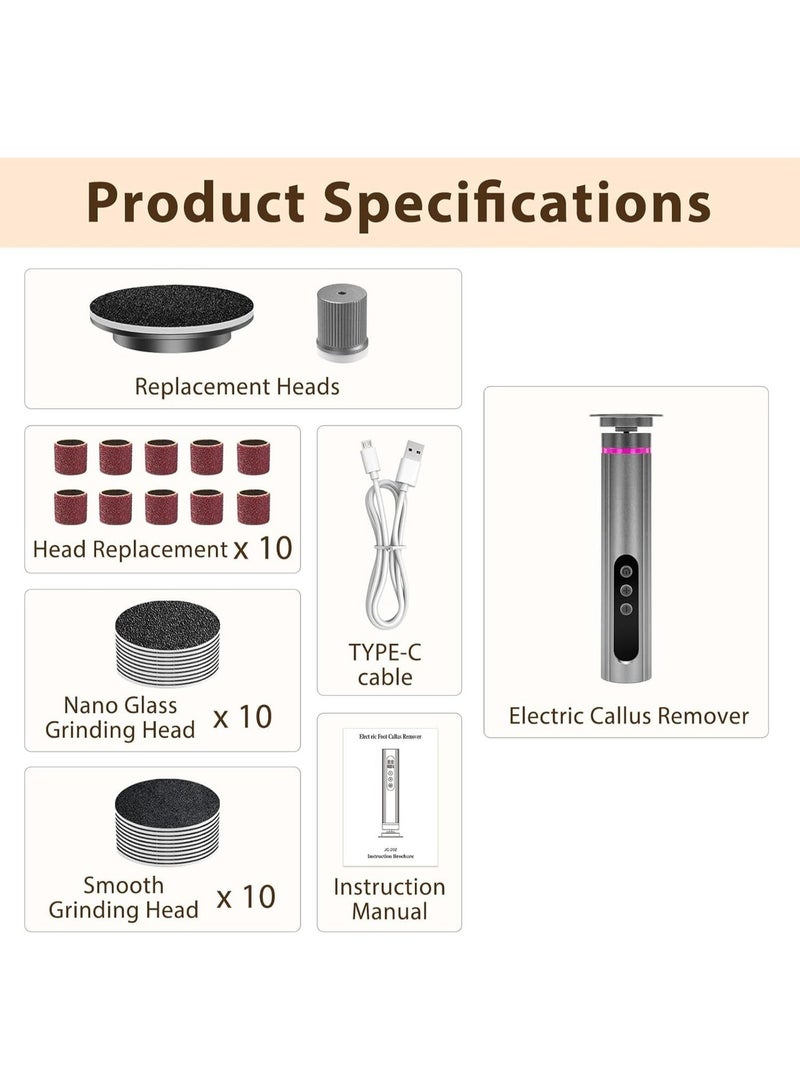 Bukela Electric Foot Callus Remover,  2-in-1 Rechargeable Foot File with 9-Speed Adjustable, Digital Display, Sanding Discs & Grinding Heads, Cordless Pedicure Tool for Smooth Feet - Image 5